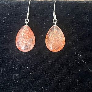 Elegant VTG Sunstone Teardrop Earrings